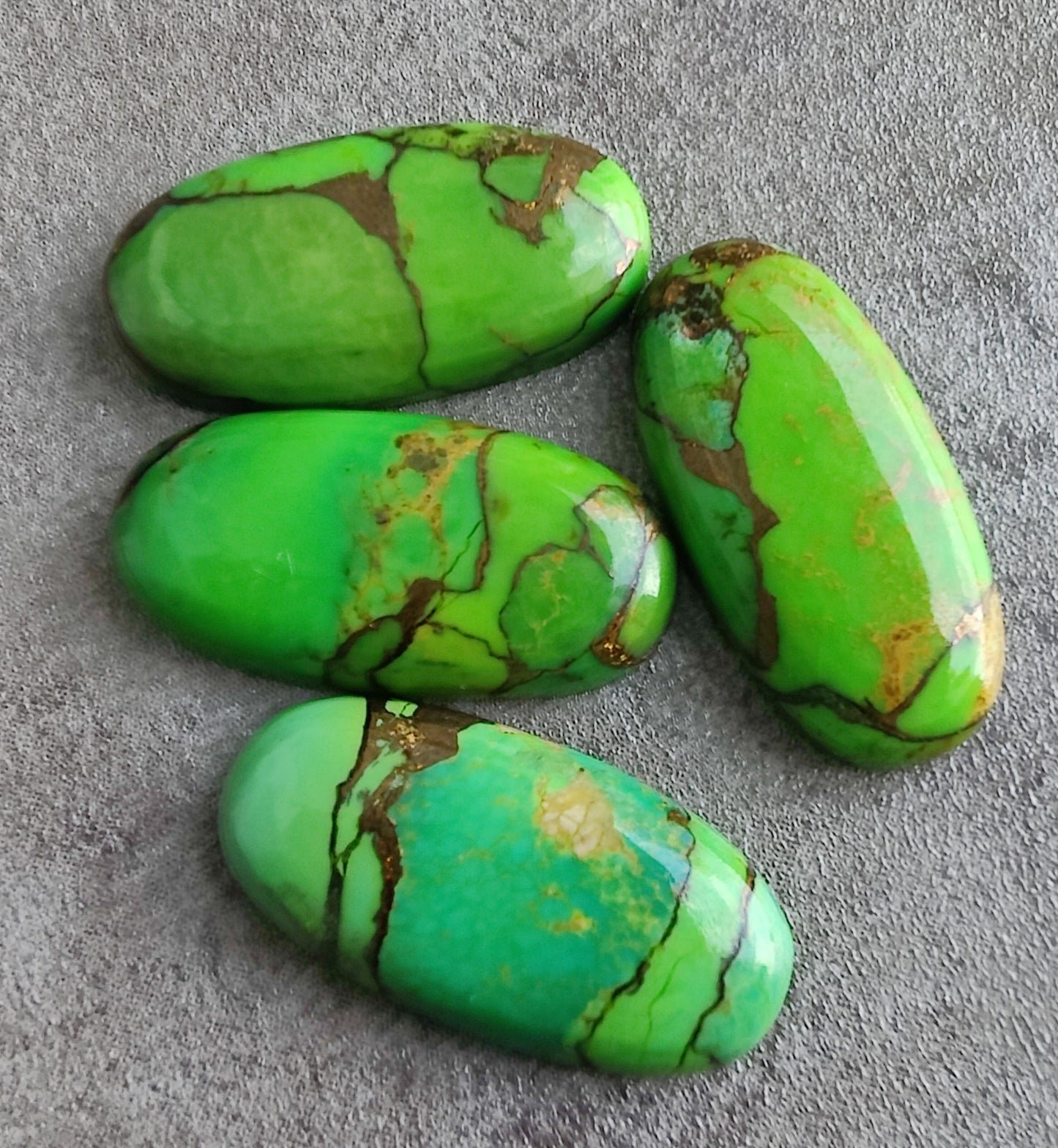 NATURAL GREEN COPPER TURQUOISE CABOCHON FLAT BACK BIG OVAL SHAPE CALIBRATED GEMSTONES, ALL SIZES AVAILABLE