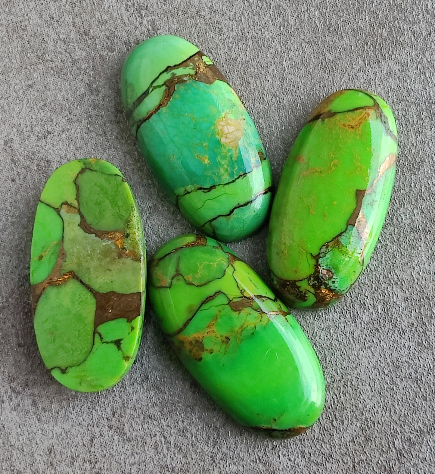 NATURAL GREEN COPPER TURQUOISE CABOCHON FLAT BACK BIG OVAL SHAPE CALIBRATED GEMSTONES, ALL SIZES AVAILABLE
