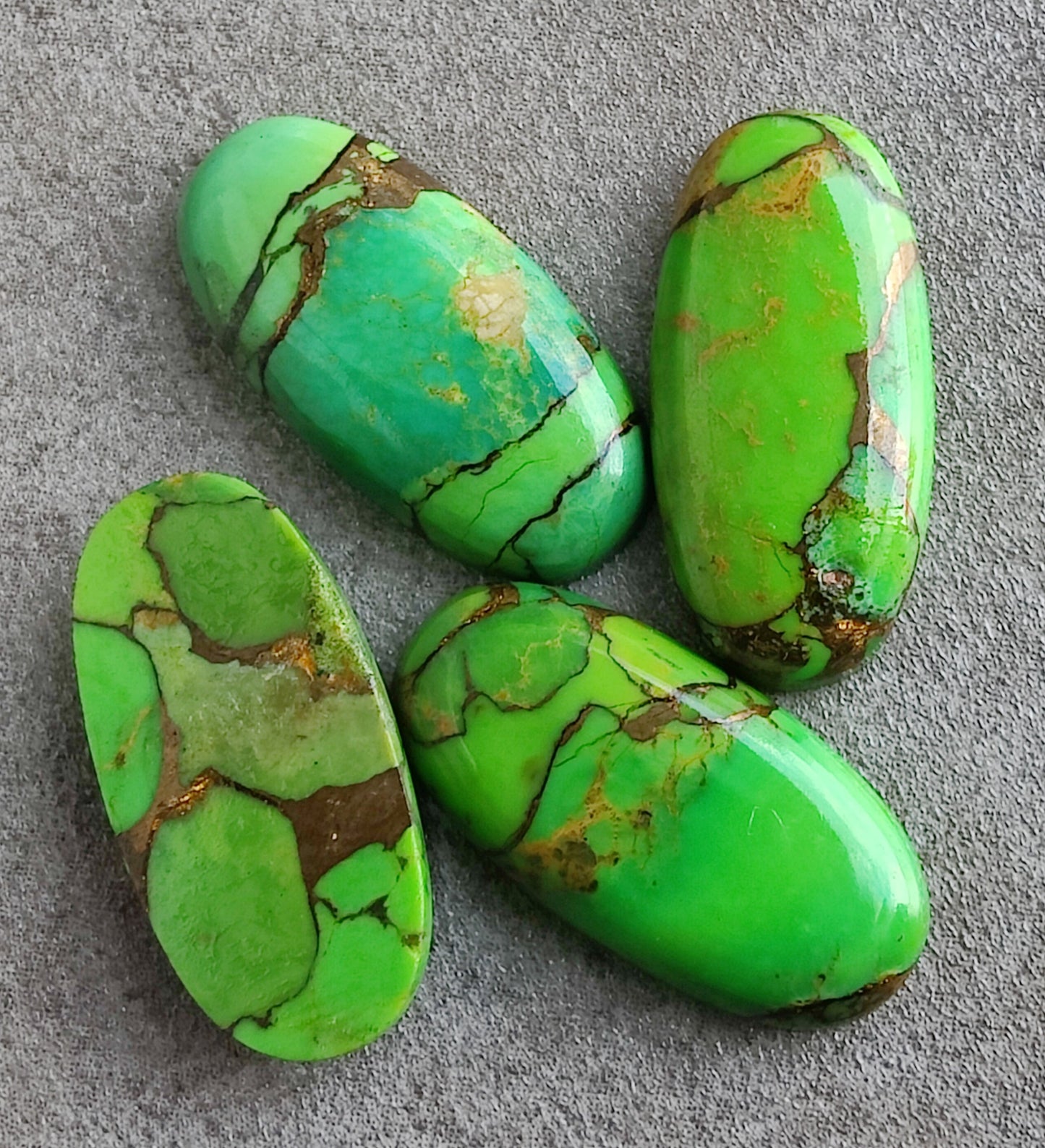 NATURAL GREEN COPPER TURQUOISE CABOCHON FLAT BACK BIG OVAL SHAPE CALIBRATED GEMSTONES, ALL SIZES AVAILABLE