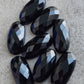 NATURAL BLACK ONYX CHECKER CUT FLAT BACK BIG OVAL SHAPE CALIBRATED GEMSTONES, ALL SIZES AVAILABLE