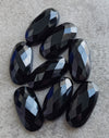 NATURAL BLACK ONYX CHECKER CUT FLAT BACK BIG OVAL SHAPE CALIBRATED GEMSTONES, ALL SIZES AVAILABLE