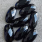 NATURAL BLACK ONYX CHECKER CUT FLAT BACK BIG OVAL SHAPE CALIBRATED GEMSTONES, ALL SIZES AVAILABLE