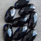 NATURAL BLACK ONYX CHECKER CUT FLAT BACK BIG OVAL SHAPE CALIBRATED GEMSTONES, ALL SIZES AVAILABLE