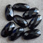 NATURAL BLACK ONYX CHECKER CUT FLAT BACK BIG OVAL SHAPE CALIBRATED GEMSTONES, ALL SIZES AVAILABLE