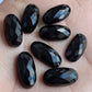 NATURAL BLACK ONYX CHECKER CUT FLAT BACK BIG OVAL SHAPE CALIBRATED GEMSTONES, ALL SIZES AVAILABLE