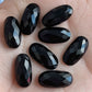 NATURAL BLACK ONYX CHECKER CUT FLAT BACK BIG OVAL SHAPE CALIBRATED GEMSTONES, ALL SIZES AVAILABLE