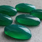 NATURAL GREEN ONYX CABOCHON FLAT BACK BIG OVAL SHAPE CALIBRATED GEMSTONES, ALL SIZES AVAILABLE