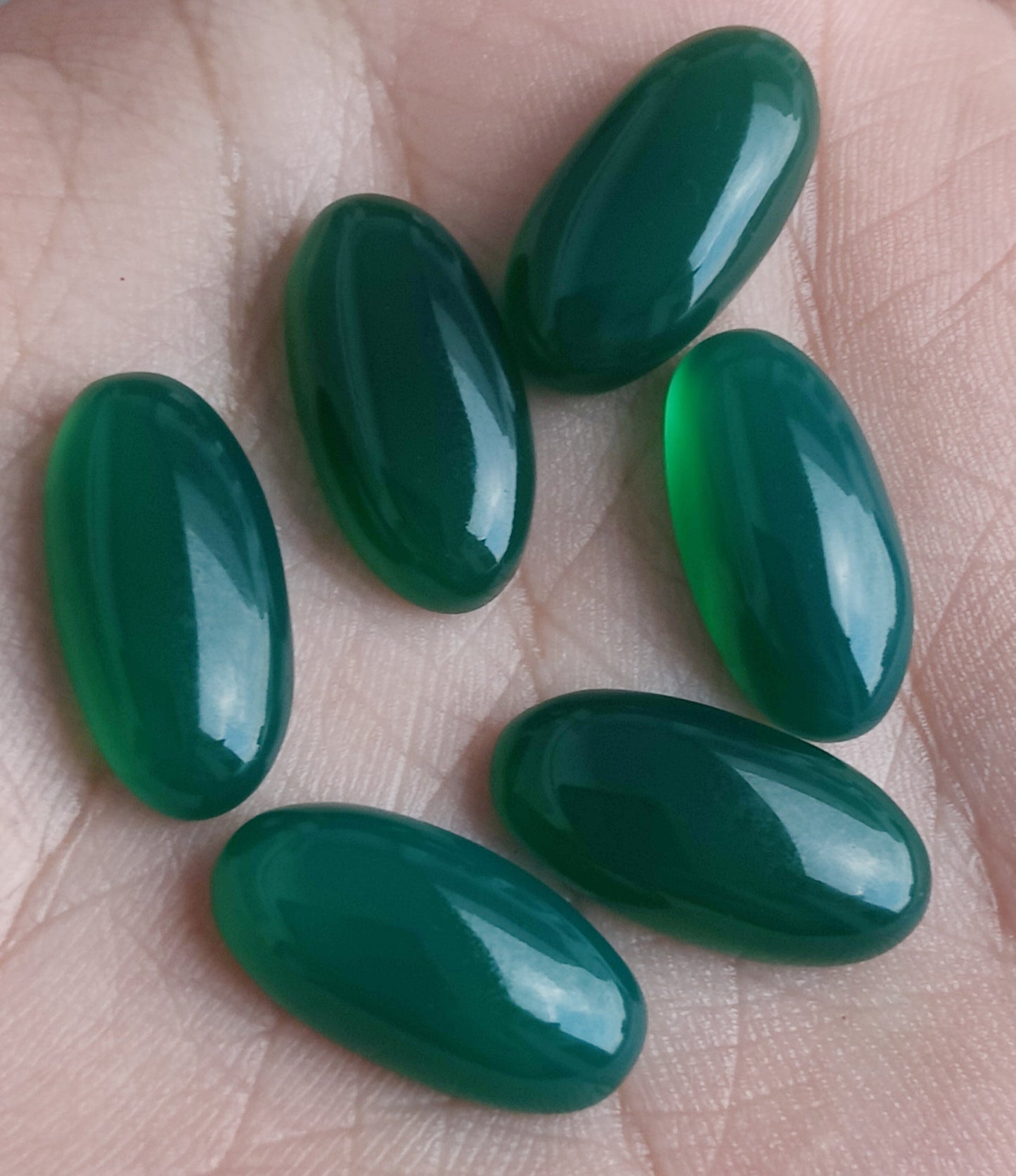 NATURAL GREEN ONYX CABOCHON FLAT BACK BIG OVAL SHAPE CALIBRATED GEMSTONES, ALL SIZES AVAILABLE