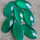 NATURAL GREEN ONYX CHECKER CUT FLAT BACK BIG OVAL SHAPE CALIBRATED GEMSTONES, ALL SIZES AVAILABLE