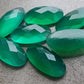 NATURAL GREEN ONYX CHECKER CUT FLAT BACK BIG OVAL SHAPE CALIBRATED GEMSTONES, ALL SIZES AVAILABLE