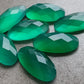 NATURAL GREEN ONYX CHECKER CUT FLAT BACK BIG OVAL SHAPE CALIBRATED GEMSTONES, ALL SIZES AVAILABLE