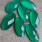 NATURAL GREEN ONYX CHECKER CUT FLAT BACK BIG OVAL SHAPE CALIBRATED GEMSTONES, ALL SIZES AVAILABLE