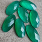 NATURAL GREEN ONYX CHECKER CUT FLAT BACK BIG OVAL SHAPE CALIBRATED GEMSTONES, ALL SIZES AVAILABLE