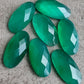 NATURAL GREEN ONYX CHECKER CUT FLAT BACK BIG OVAL SHAPE CALIBRATED GEMSTONES, ALL SIZES AVAILABLE