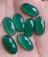 NATURAL GREEN ONYX CHECKER CUT FLAT BACK BIG OVAL SHAPE CALIBRATED GEMSTONES, ALL SIZES AVAILABLE