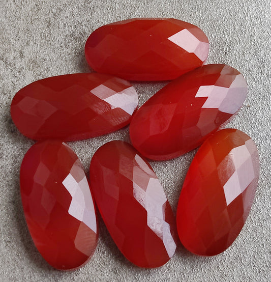 NATURAL RED ONYX CHECKER CUT CABOCHON FLAT BACK BIG OVAL SHAPE CALIBRATED GEMSTONES, ALL SIZES AVAILABLE
