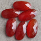 NATURAL RED ONYX CHECKER CUT CABOCHON FLAT BACK BIG OVAL SHAPE CALIBRATED GEMSTONES, ALL SIZES AVAILABLE