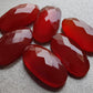NATURAL RED ONYX CHECKER CUT CABOCHON FLAT BACK BIG OVAL SHAPE CALIBRATED GEMSTONES, ALL SIZES AVAILABLE