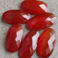 NATURAL RED ONYX CHECKER CUT CABOCHON FLAT BACK BIG OVAL SHAPE CALIBRATED GEMSTONES, ALL SIZES AVAILABLE