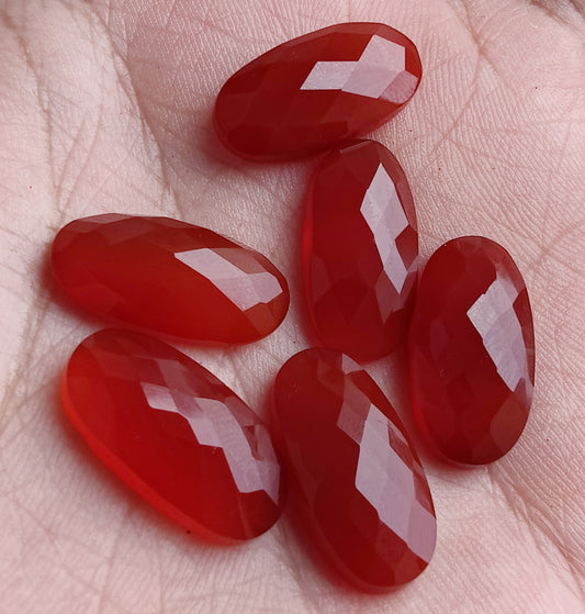 NATURAL RED ONYX CHECKER CUT CABOCHON FLAT BACK BIG OVAL SHAPE CALIBRATED GEMSTONES, ALL SIZES AVAILABLE