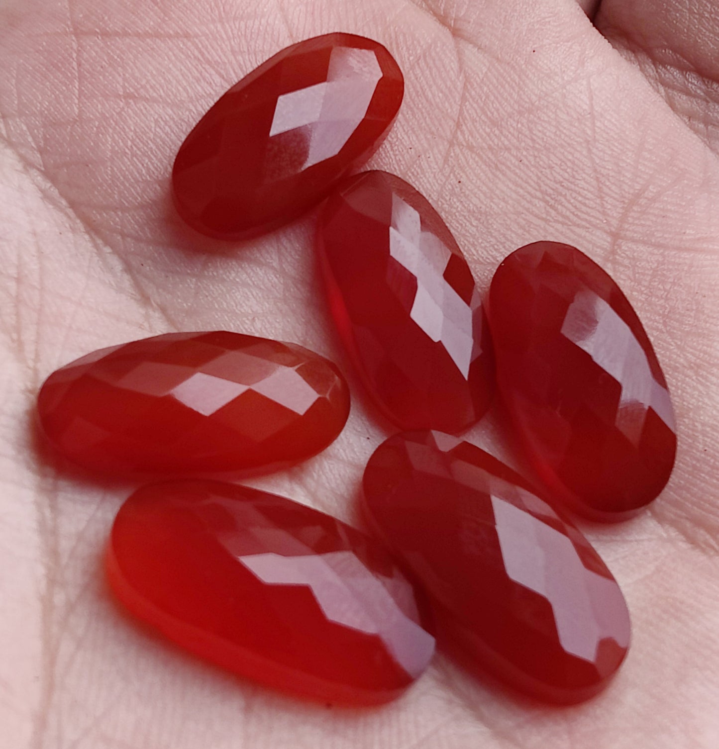 NATURAL RED ONYX CHECKER CUT CABOCHON FLAT BACK BIG OVAL SHAPE CALIBRATED GEMSTONES, ALL SIZES AVAILABLE