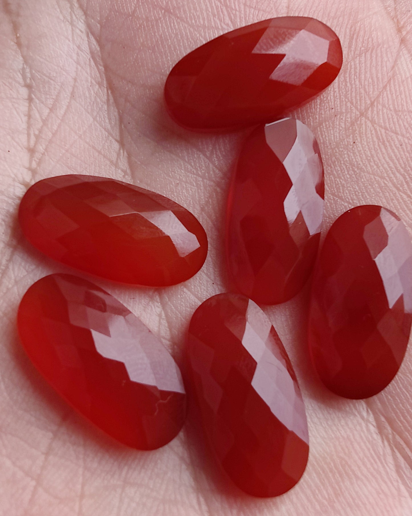 NATURAL RED ONYX CHECKER CUT CABOCHON FLAT BACK BIG OVAL SHAPE CALIBRATED GEMSTONES, ALL SIZES AVAILABLE