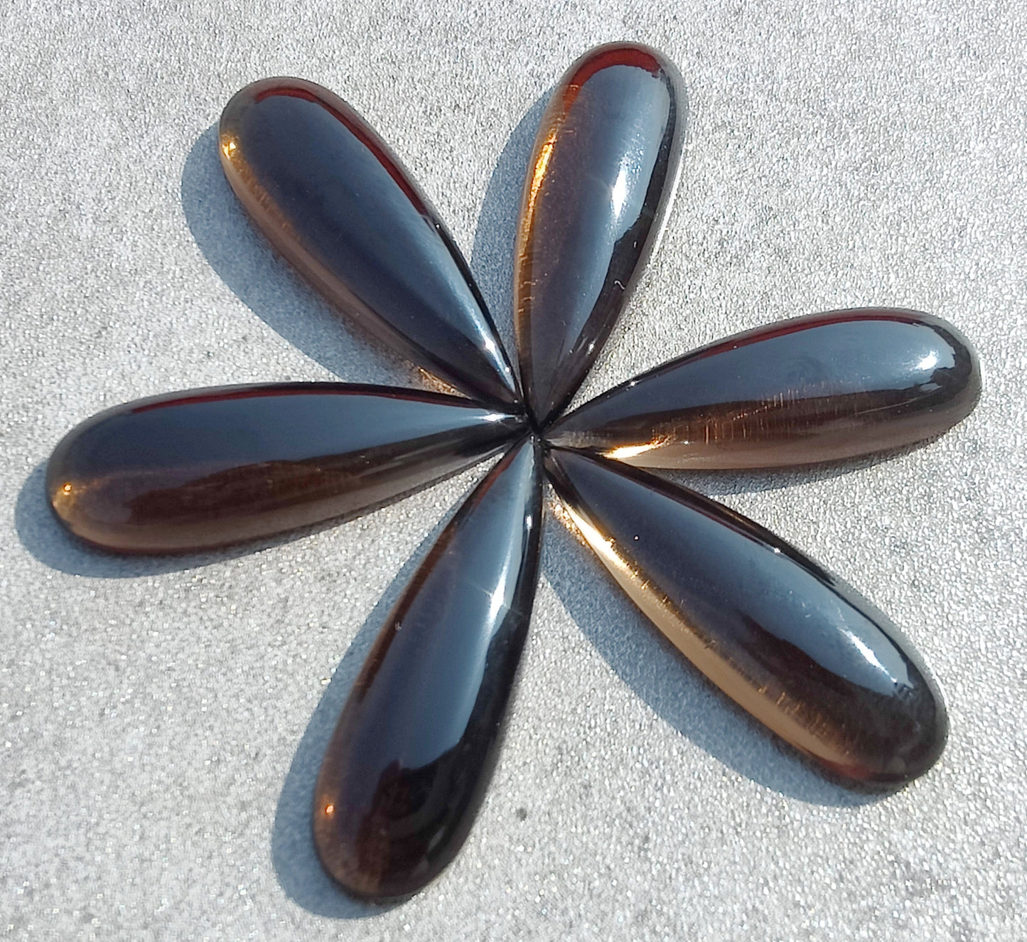 NATURAL SMOKY QUARTZ TEARDROP CABOCHON FLAT BACK BIG PEAR SHAPE CALIBRATED GEMSTONES, ALL SIZES AVAILABLE