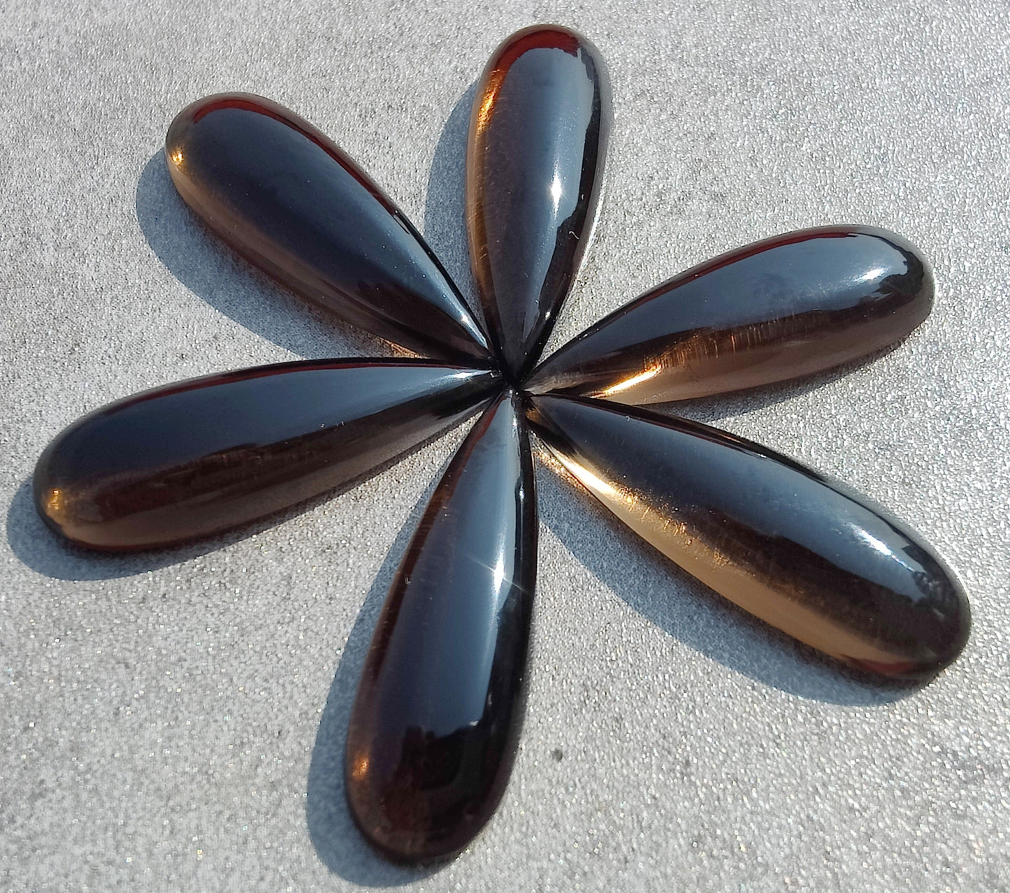 NATURAL SMOKY QUARTZ TEARDROP CABOCHON FLAT BACK BIG PEAR SHAPE CALIBRATED GEMSTONES, ALL SIZES AVAILABLE