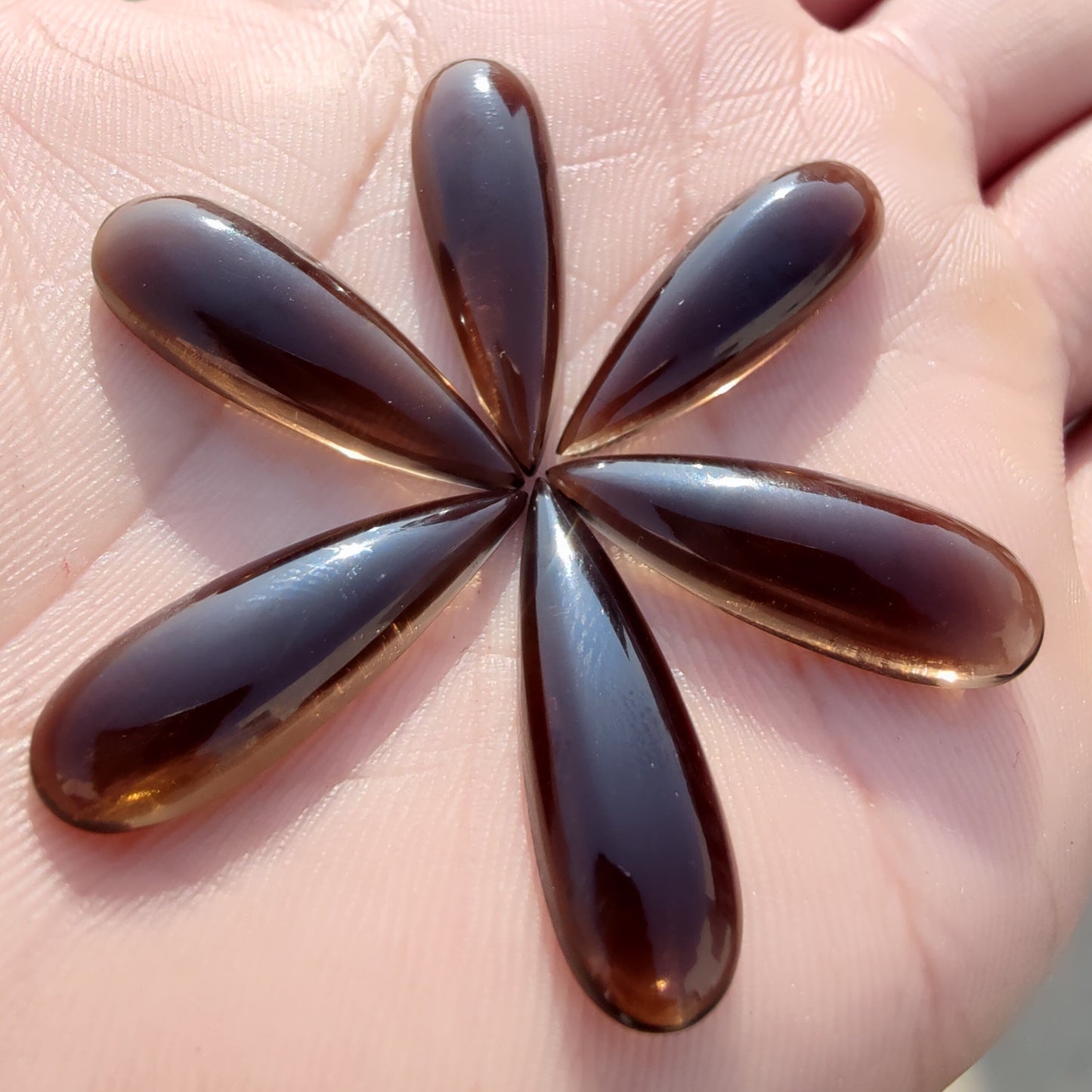 NATURAL SMOKY QUARTZ TEARDROP CABOCHON FLAT BACK BIG PEAR SHAPE CALIBRATED GEMSTONES, ALL SIZES AVAILABLE