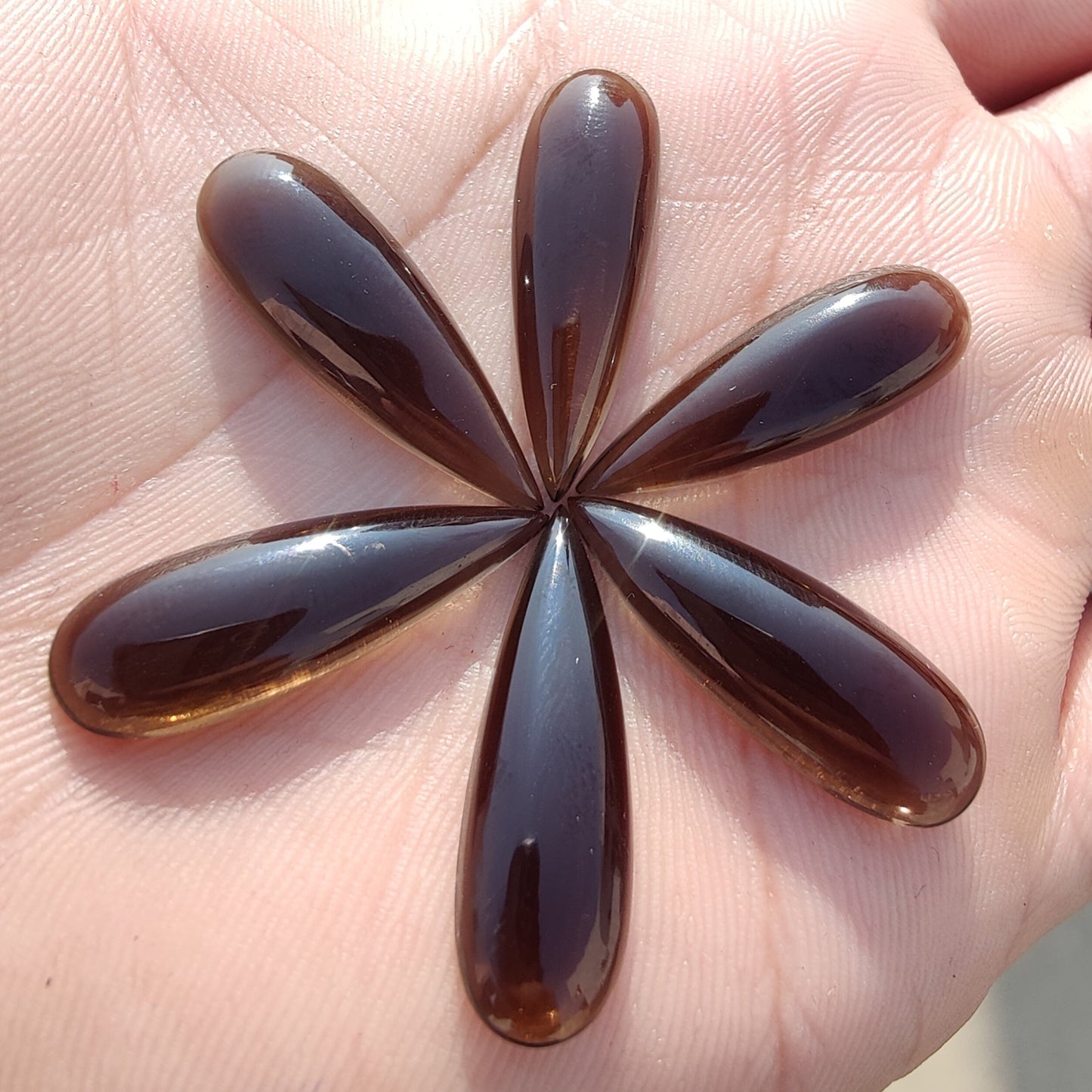 NATURAL SMOKY QUARTZ TEARDROP CABOCHON FLAT BACK BIG PEAR SHAPE CALIBRATED GEMSTONES, ALL SIZES AVAILABLE