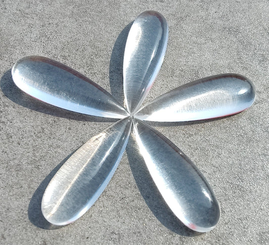 NATURAL CRYSTAL QUARTZ TEARDROP CABOCHON FLAT BACK BIG PEAR SHAPE CALIBRATED GEMSTONES, ALL SIZES AVAILABLE