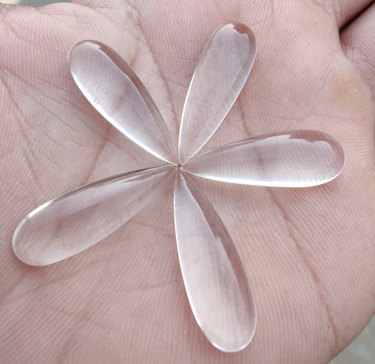 NATURAL CRYSTAL QUARTZ TEARDROP CABOCHON FLAT BACK BIG PEAR SHAPE CALIBRATED GEMSTONES, ALL SIZES AVAILABLE