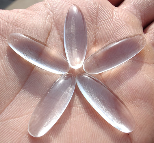 NATURAL CRYSTAL QUARTZ OVAL SHAPE CABOCHON FLAT BACK BIG OVAL SHAPE CALIBRATED GEMSTONES, ALL SIZES AVAILABLE