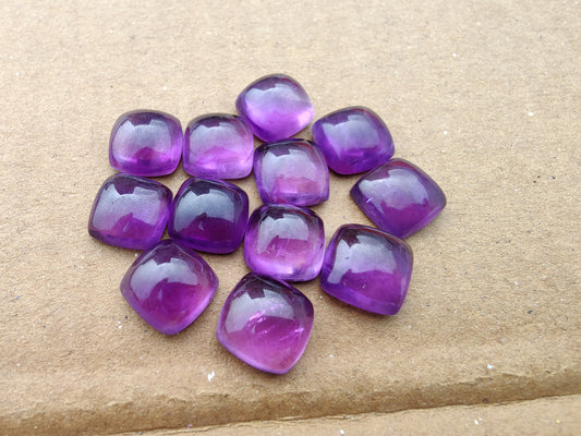 NATURAL AMETHYST CUSHION SHAPE AAA+ QUALITY CABOCHON FLAT BACK CALIBRATED GEMSTONES, ALL SIZES AVAILABLE