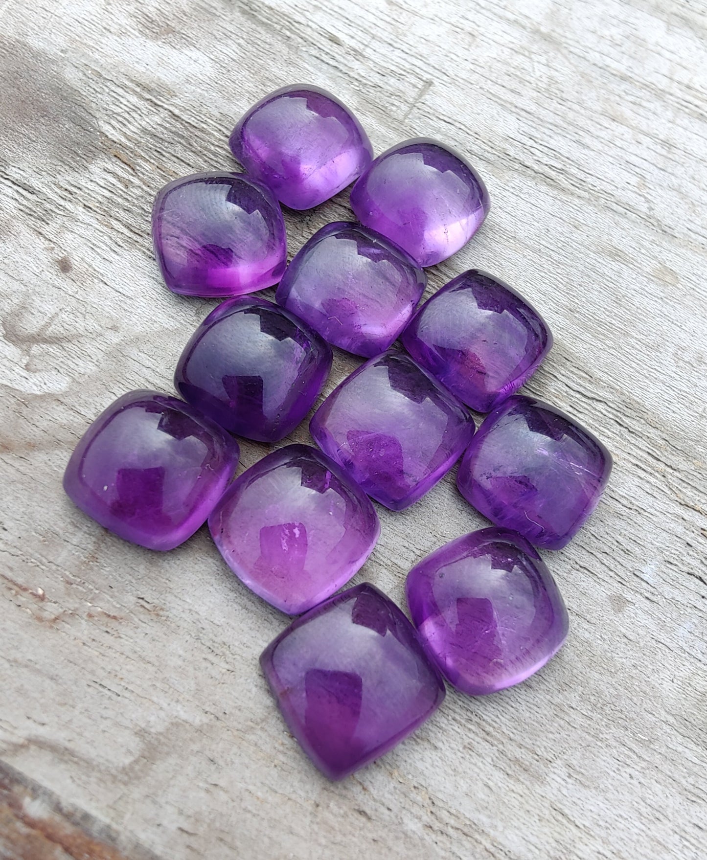NATURAL AMETHYST CUSHION SHAPE AAA+ QUALITY CABOCHON FLAT BACK CALIBRATED GEMSTONES, ALL SIZES AVAILABLE