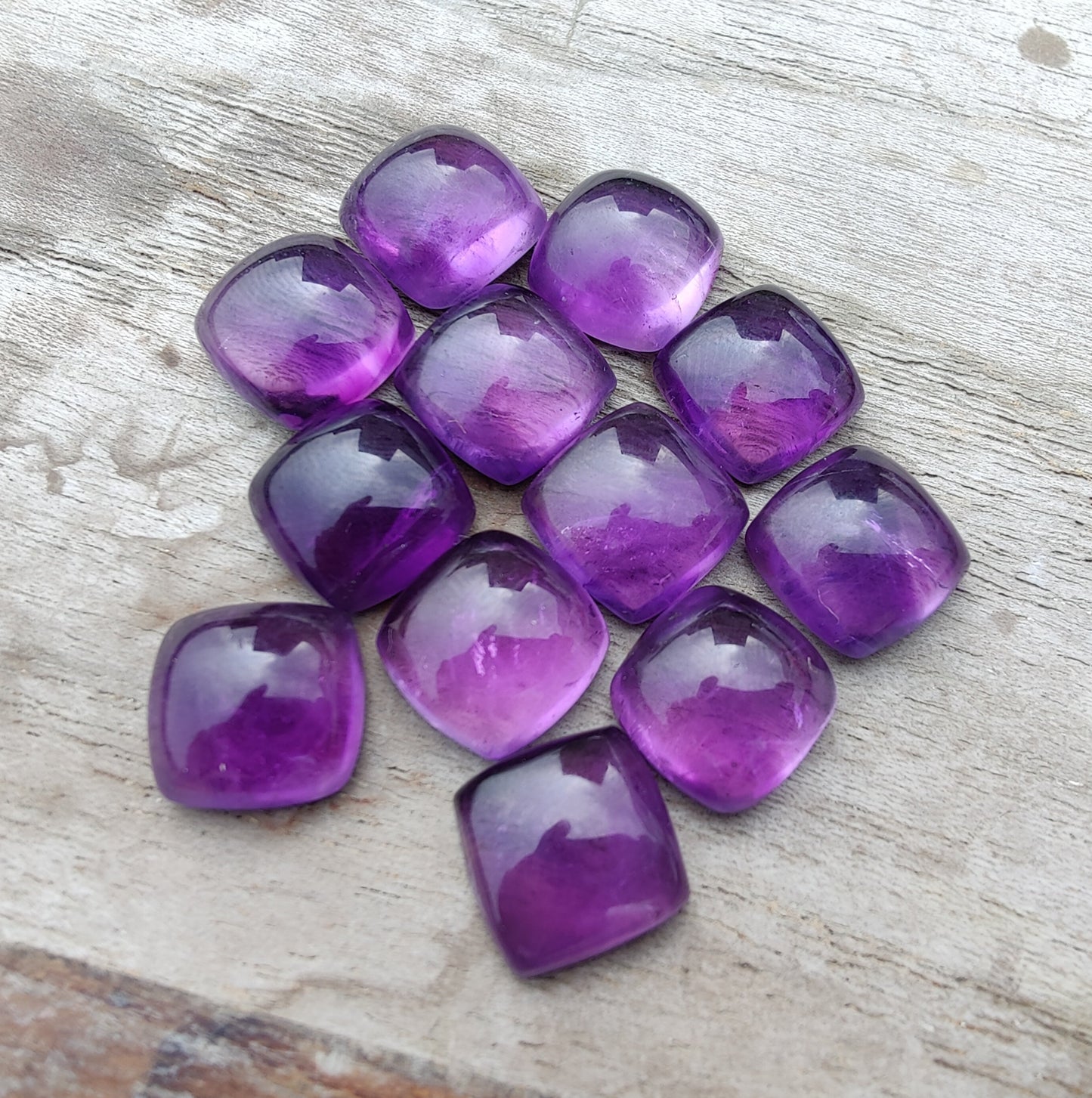 NATURAL AMETHYST CUSHION SHAPE AAA+ QUALITY CABOCHON FLAT BACK CALIBRATED GEMSTONES, ALL SIZES AVAILABLE