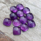NATURAL AMETHYST CUSHION SHAPE AAA+ QUALITY CABOCHON FLAT BACK CALIBRATED GEMSTONES, ALL SIZES AVAILABLE