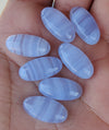 AAA+ QUALITY NATURAL BLUE LACE AGATE BIG OVAL SHAPE CABOCHON FLAT BACK CALIBRATED BEDA SHAPE GEMSTONES, ALL SIZES AVAILABLE