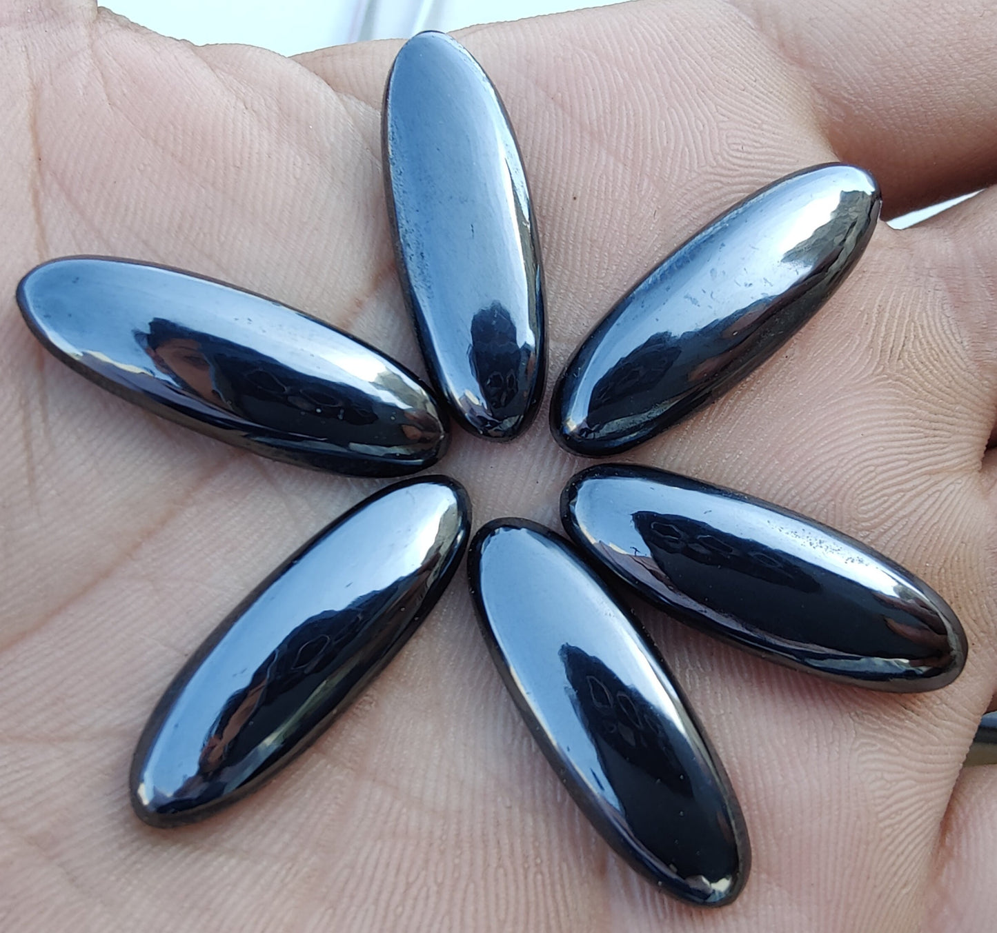 AAA+ QUALITY NATURAL HEMATITE BIG OVAL SHAPE CABOCHON FLAT BACK CALIBRATED BEDA SHAPE GEMSTONES, ALL SIZES AVAILABLE