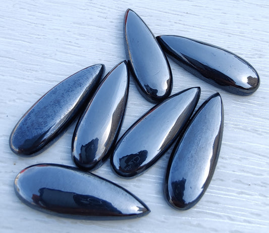 AAA+ QUALITY NATURAL HEMATITE TEARDROP SHAPE CABOCHON BIG PEAR FLAT BACK CALIBRATED BEDA SHAPE GEMSTONES, ALL SIZES AVAILABLE