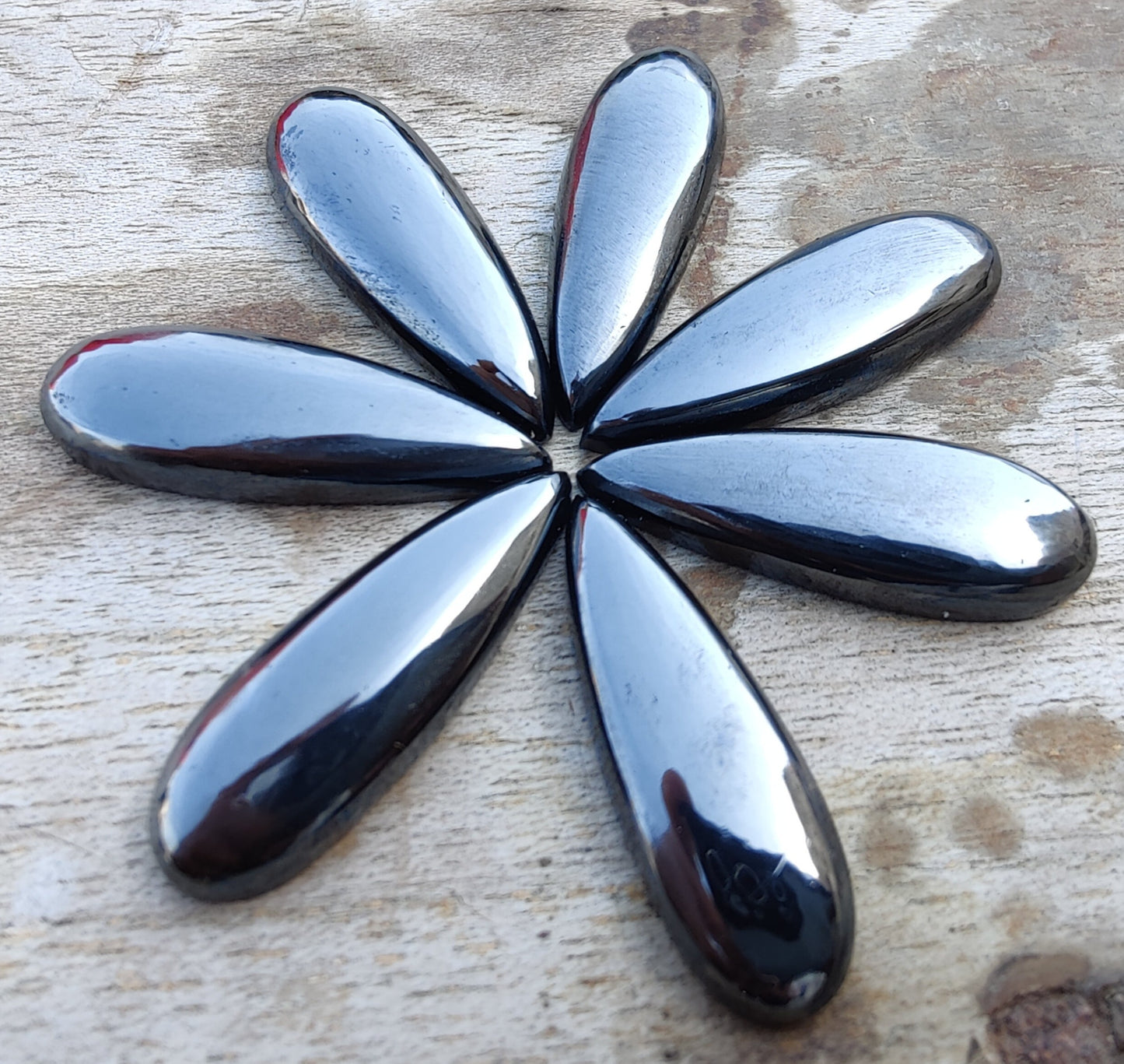 AAA+ QUALITY NATURAL HEMATITE TEARDROP SHAPE CABOCHON BIG PEAR FLAT BACK CALIBRATED BEDA SHAPE GEMSTONES, ALL SIZES AVAILABLE