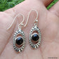 925 SOLID STERLING SILVER NATURAL BLACK ONYX GEMSTONE HOOK EARRING