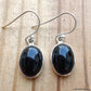 925 SOLID STERLING SILVER NATURAL BLACK ONYX GEMSTONE HOOK EARRING
