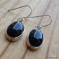 925 SOLID STERLING SILVER NATURAL BLACK ONYX GEMSTONE HOOK EARRING