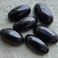 NATURAL BLACK ONYX BIG OVAL CABOCHON FLAT BACK BEDA SHAPE CALIBRATED GEMSTONES, ALL SIZES AVAILABLE