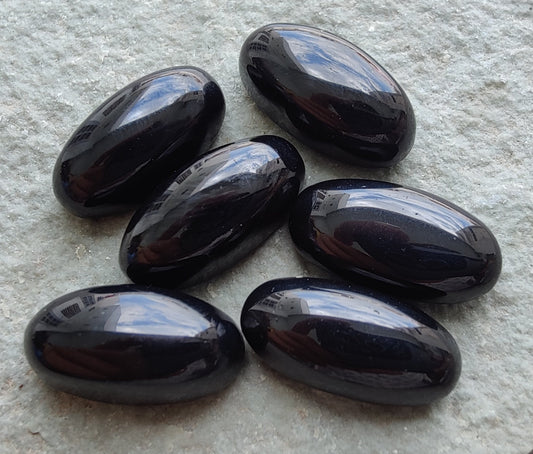 NATURAL BLACK ONYX BIG OVAL CABOCHON FLAT BACK BEDA SHAPE CALIBRATED GEMSTONES, ALL SIZES AVAILABLE