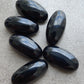 NATURAL BLACK ONYX BIG OVAL CABOCHON FLAT BACK BEDA SHAPE CALIBRATED GEMSTONES, ALL SIZES AVAILABLE