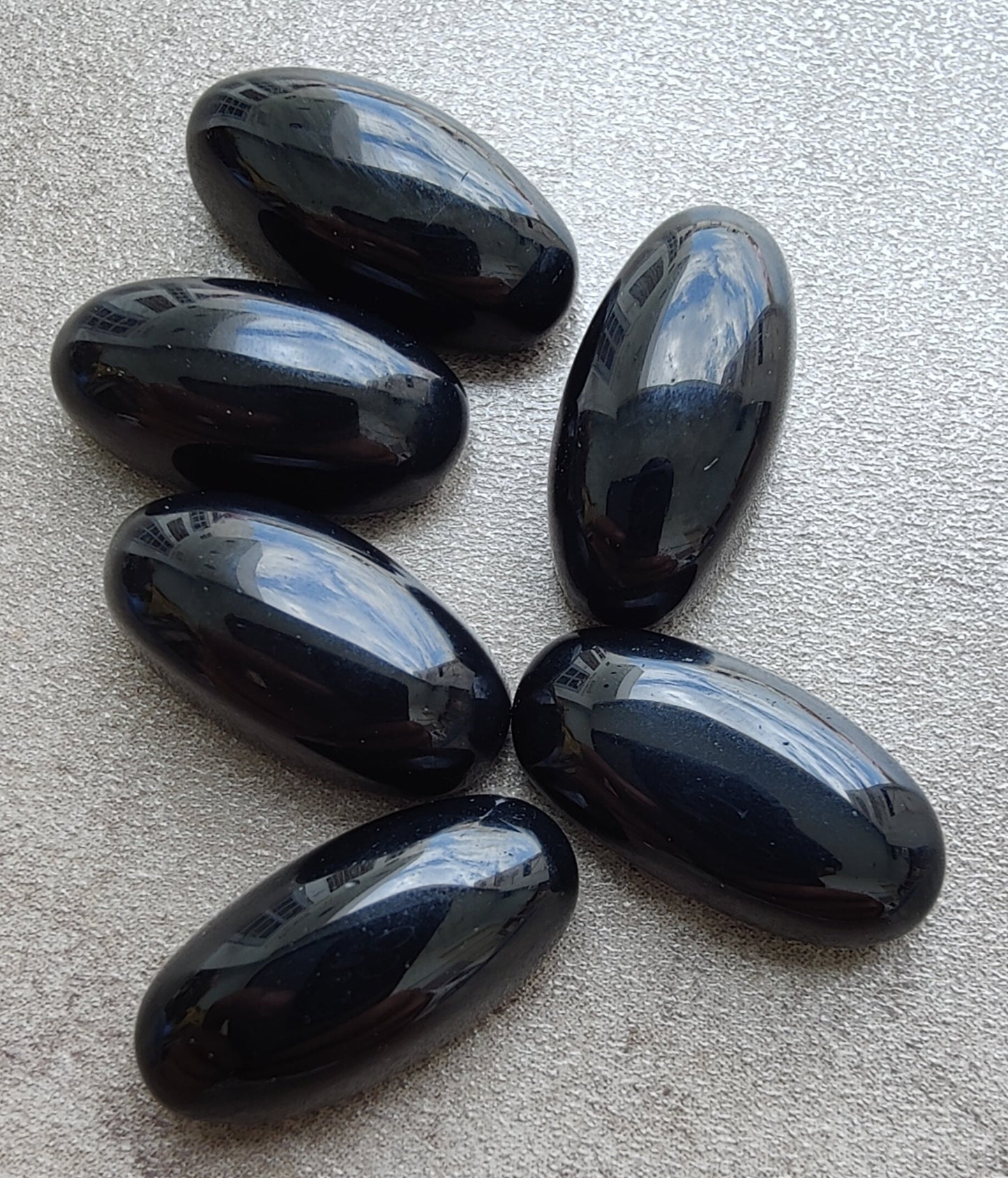 NATURAL BLACK ONYX BIG OVAL CABOCHON FLAT BACK BEDA SHAPE CALIBRATED GEMSTONES, ALL SIZES AVAILABLE