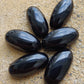 NATURAL BLACK ONYX BIG OVAL CABOCHON FLAT BACK BEDA SHAPE CALIBRATED GEMSTONES, ALL SIZES AVAILABLE