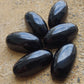 NATURAL BLACK ONYX BIG OVAL CABOCHON FLAT BACK BEDA SHAPE CALIBRATED GEMSTONES, ALL SIZES AVAILABLE